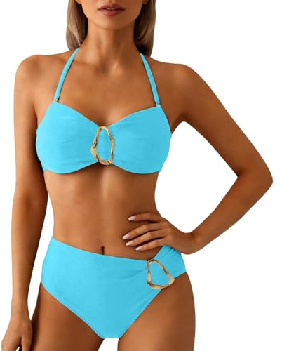 Bikinis Mujer Reductores - Bikini Mujer Braga Alta Traje de Baño 2 Piezas mit Parte de Arriba und Culotte Swimwear Sexy Bañador Push Up Biquini Curvy Bañadores Triangulo Swimsuits