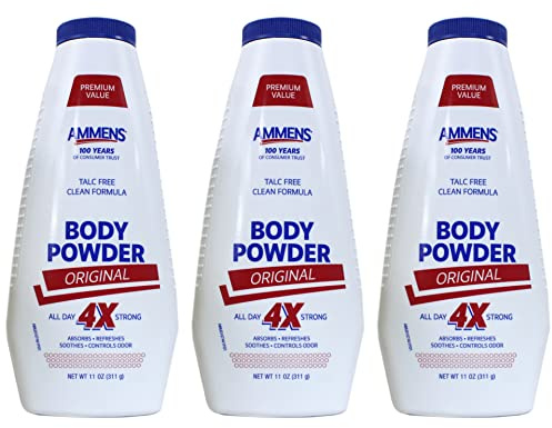AMMENS BODY Powder Original All Day 4X Strong, 11 oz (Pack of 3)
