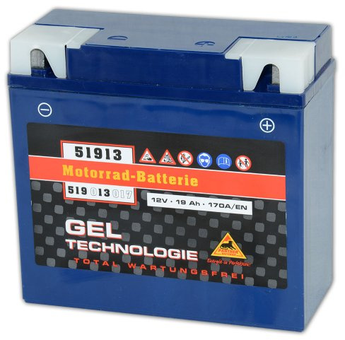 Panther Motorsport GEL 12V 21Ah 300A/EN Motorradbatterie (51913) – Ersatz für 19Ah, 20Ah – Maße (LxBxH) 183x82x171 mm – Wartungsfrei & Rüttelfest