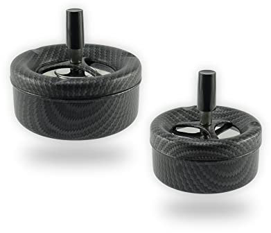 Budawi® Schleuderaschenbecher Aschenbecher Ascher Spin Ashtray Drehascher Drehaschenbecher Carbon schwarz groß