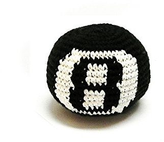 Mia Jewel Shop - Black 8 Ball Crochet Hacky Footbag – Handmade Kick Ball & Juggling Ball Gift