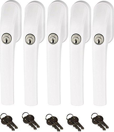 Abus FG300 abschließbarer Fenstergriff, weiß, im Set 5 Stück alle gleichschließend AL0125 mit insgesamt 10 Schlüssel