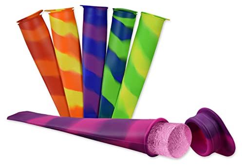 6x Eis-Pops Set Eis am Stiel zum selber machen - flexible BPA freie Silikonformen mit Deckel