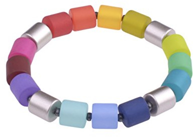 Adi-Modeschmuck Armband Bärbel, Zylinderperlen aus italienischem Polaris | Metallic Akzente, Elastisches Band, Handgefertigt in Berlin