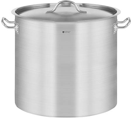 Royal Catering Olla De Inducción Cacerola Profesional RCST-17E3 (Con Tapadera, Acero Inoxidable, Bordes Antigoteo, Fondo de 3,8 mm, 17 Litros)