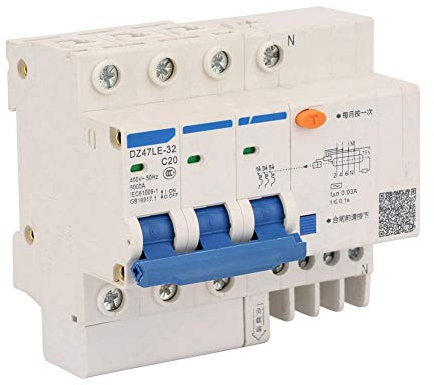 Interruttore automatico, protezione corrente Interruttore automatico DZ47LE-32 3P + N C20 Interruttore automatico protezione differenziale 400V 20A