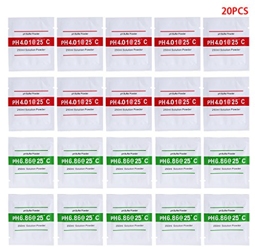 BIlinli 20 STK. PH-Pufferlösungspulver PH für Testmeter Messkalibrierung 4.01 6.86