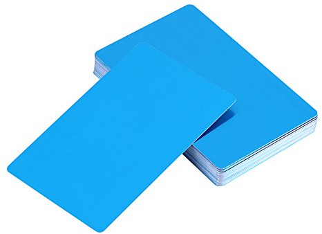 Akozon 50Pcs Visitenkarte Beeindruckende Rohlinge Mark Graviertes Metall Glatte Visitenkarten 5 Farben(Blau)