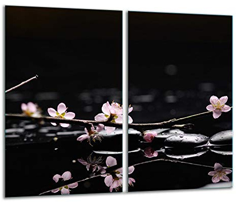 TMK ArtDeko Herdabdeckplatte 2 Teilig 2x30x52 cm - Spritzschutz Herdabdeckung – Herdschutz aus Sicherheitsglas – Robust, Hygienisch & Rutschfest– Schutz für Induktion, Ceran, Gas & Elektro