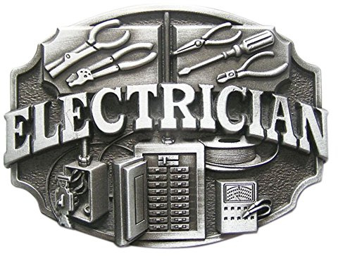 JEAN'S FRIEND Vintage-Gürtelschnalle aus Zinklegierung für Elektriker und Handwerker, 8,8 x 6,7 cm, Antike, Versilberte Farbe, Passend für Gürtel bis 40 mm Breite
