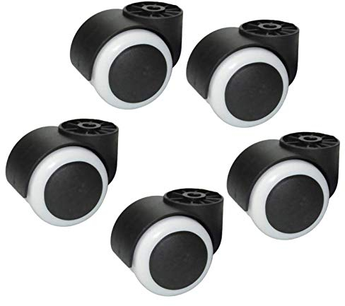 SSNG Rodless Bürostuhlrollen,Hartbodenrollen,50 mm Möbelrolle,Lenkrollen Ersatzrollen,Lochdurchmesser 8mm, für inderbetten, Drehstühlen, Blumenständern, Schuhständern(White)