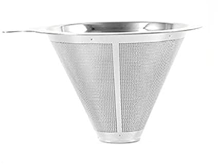 DAZZLEEX Kaffeefilter, wiederverwendbarer Kaffeefilter aus Edelstahl mit Netzhalter,Medium