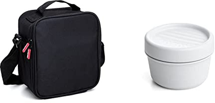 Tatay Urban Food Casual - Bolsa Térmica Porta Alimentos, 3L de Capacidad Color Negro, 22 x 12 x 21.5 cm & Fiambrera de Alimentos, Hermética, 0.2L de Capacidad Color Blanco, Medidas: 8,5 x 8,5 x 6 cm