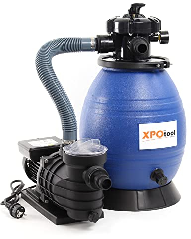 XPOtool Filtro a Sabbia per Piscina, 250 W, Serbatoio filtrante 26 l, Pompa Piscina autoadescante 10.000 l/h