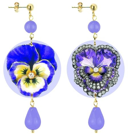 IN Lebole Collezione The Circle Piccolo Panse Orecchini da Donna in Ottone Pietra Lilla