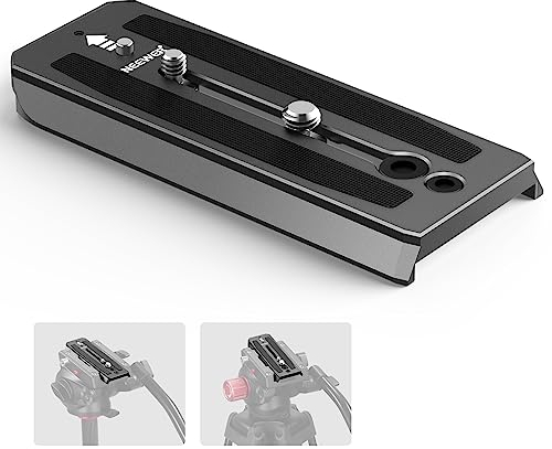 NEEWER 501PL Tripod Fluid Head Quick Release Plate Compatible with MVH500AH MVH502AH, Camera Mounting Plate with 1/4 and 3/8 Screws, Anti Off Pin for GM001 GM002 GM006 Fluid Heads, QR5
