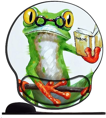 Tapis de Souris Ergonomique - Tapis de Souris Gamer avec Repose Poignet en Gel, avec Repose-Poignet Gaming Mouse Pad pour Ordinateur et Ordinateur Portable Lecture de Grenouilles