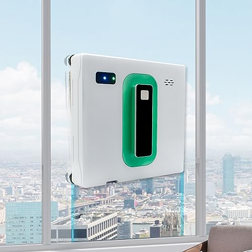 DESHVA Cepillo Limpiacristales Automatico, Control Remoto, Limpieza Profunda, DeteccióN Inteligente De Bordes,Aspirador Automatico, Apto para Ventanas, Azulejos, BañOs (Blanco)