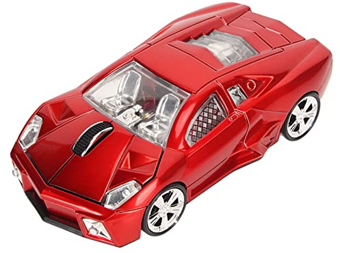 ciciglow Drahtlose Maus Im Sportwagen-Stil mit 2,4-GHz-USB-Empfänger, LED-Licht, 1600 DPI, für Laptop-Desktop-Computer mit 98, ME, 2000, XP, 7