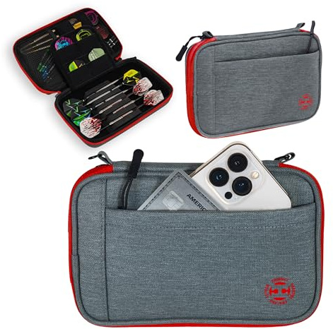 Harrows Smart Case Darttasche & Dart-Etui für 3 oder 6 Darts | Robustes Eva-Case mit Stoff-Finish | Für montierte Darts | Profi Zubehör für Anfänger & Fortgeschrittene (6 grau)
