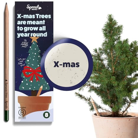 Sprout World Crayons à planter | Édition Noël | Pré-taillés | Crayons en bois HB avec assortiment de graines à thème hivernal | Cadeau de Noël, Petit cadeau de Noël | Lot de 8