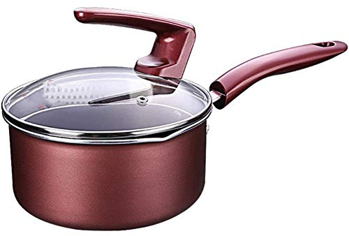 Pentola per zuppiera Pentola per latte Padella antiaderente Manico singolo addensato Pentola per zuppiera Integratore alimentare per bambini Pentola piccola universale con coperchio in vetro temperato