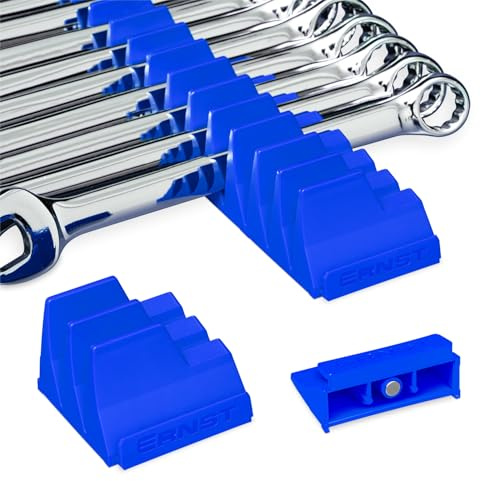 Ernst Manufacturing 5405M Magnetic Wrench Pro - Modular Wrench Organizer for 20 Wrenches with Anti-Slip Cleats- Blue