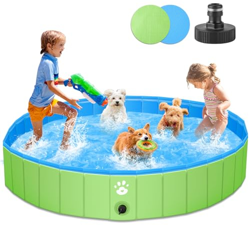 Hundepool für Große & Kleine Hunde, 160cm Faltbarer Hunde Pools Hundebadewanne, PVC Schwimmbecken Planschbecken für Kinder und Hunde, Tragbar Hundebecken Hundebadewanne