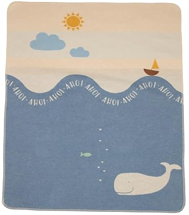 David Fussenegger Baby-und Kinderdecke Juwel, Wal Mittelblau, 90x70 cm