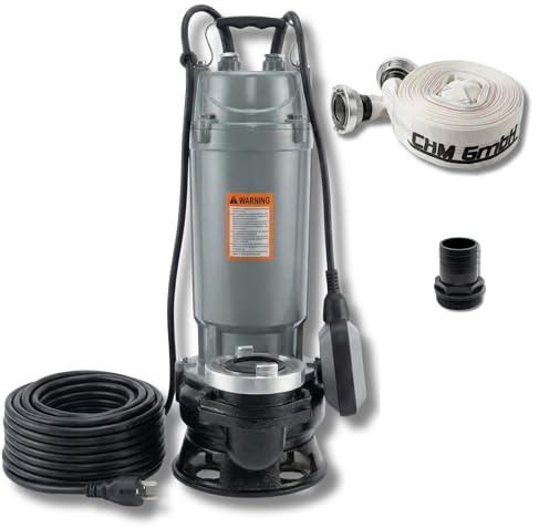 CHM GmbH Schmutzwasserpumpe Magnum 4500 Fäkalienpumpe H.max 20m, 30.000 L/h mit C-Schlauch 20 m für Partikel bis 30mm
