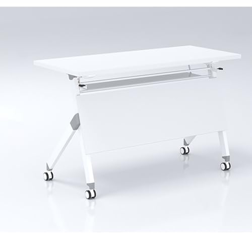 Konferenztisch Klappbar Für Büro,klappbares Besprechungstisch Mit Feststellbaren Rollen,mobiler Schreibtisch Klappdeckel,mobiler Klapp-Schulungstisch Mit Lagerregal,Portable Schreibtische Klappbar(Bee