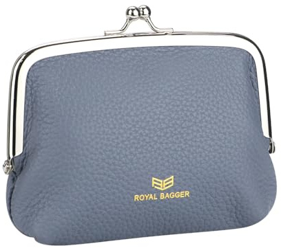 Royal Bagger Porte-Monnaie pour Femme, Fashion Kiss Lock Change Pouch, Sac de Rangement pour Carte clé à Double Clip (Bleu)
