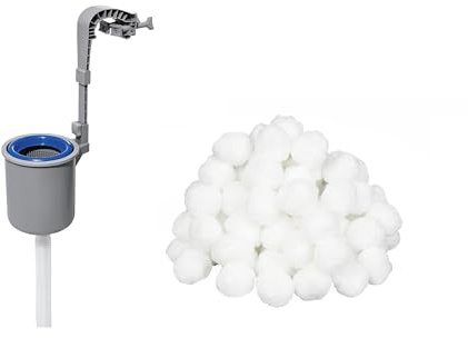 Bestway | Einhängeskimmer Starter-Kit mit 500 g Filterbälle | Skimmer für Filtersysteme | Geeignet für Filteranlagen ab 2.006 l/h | zur automatischen Reinigung der Wasseroberfläche