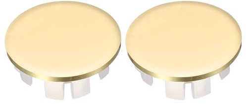 sourcing map 2Pcs Sink Overflow Cover Basin Trim Copper Overflow Rings Bathroom Kitchen Basin Drain Cover Hole Insert in Round Caps Replacement, Gold