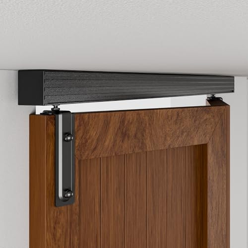 BONIKLUBA 122cm/4FT Bifold Schiebetürbeschlag Box Rail Kastenschiene Klapptür Schiebetürsystem Schiebetür Komplettset Deckenmontage für 119cm Breit Einzeltür (Keine Tür)