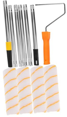 KITANDOVE 1set Telescopic Rod Paint Roller Extension for Efficient Wall Painting Includes Removable Roller Sleeves for Home Decorating and Projects