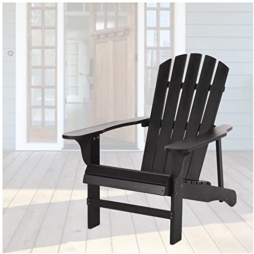 Chaise longue Adirondack en bois pour porche, terrasse, jardin, piscine, plage, terrasse et balcon, noir inclinable avec pergola classique, mobilier d'intérieur
