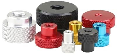 Durchgangslochmutter, Rändelmuttern aus Aluminiumlegierung, Handgriffknopf, Stufenmutter, M4, M5, M6 x D12/16/20 mm, 1 Stück(Aluminium,M4xD16x12)