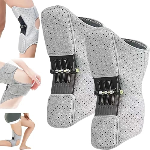 Knie -Hilfsmittel, Knieschutz Booster, Knie -unbekümmerte und Knie -Booster -Klammer -Stütze Frühlingsstabilisator, Knieschlepper für Schmerzen, Kniepolster für den Sport (2Pcs,Gray)