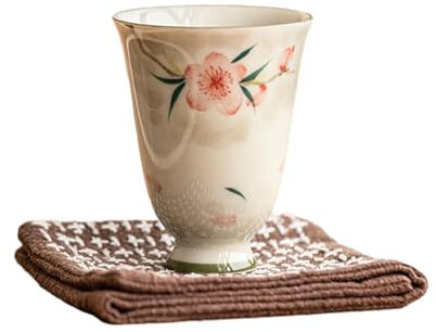 40Ml/1.5oz Hand-painted Peach Blossom Master Cup, Ceramic High Foot Fragrance Tea Cup - High Foot Cup [Simplified]