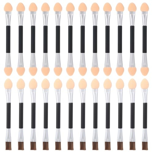 BOHUIZ Lidschatten Pinsel Set, 24 Stück Schwamm Eyeshadow Brush, Doppelseitiger Lidschatten Applikator, Einweg Lidschattenpinsel, Perfekt für Eyeliner und Make-up Schwämmchen, Ideal(Stil A)