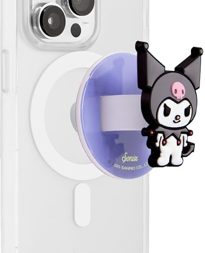 Sonix x Sanrio Magnetic Phone Grip, MagSafe Silicone Ring Loop Grip - Detachable Holder for Hand, Soft MagSafe Grip | Light Purple, Lavender | Kuromi
