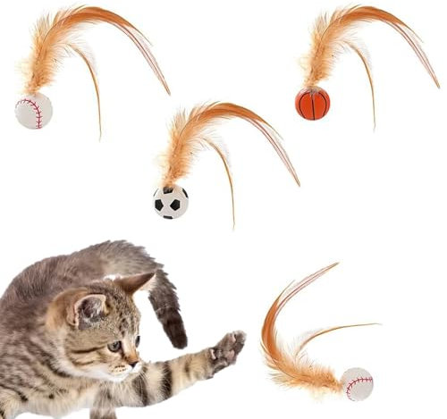Katzenspielzeug Federn Interaktives Federballspielzeug für Katzen Katzenspielzeug Bälle mit Feder Trainieren Sie Ihre Katze Interaktives Silikonspielzeug für Den Innen- und Außenbereich Geeignet