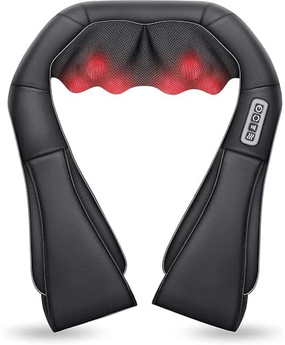 Shiatsu Neck and Shoulder Massager, Praktiqo Back Massager with Heat, Deeper Tissue 4D Kneading Massage for Shoulder, Neck and Back, Use at Home, Office, Car - Birthday Gift for Women/Men/Mom/Dad