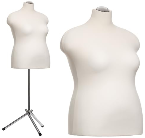 DummyDoll Schneiderpuppe weiblich Größe 48/50, Überzug Creme/Ecru, Dreibein + Kappe Chrom