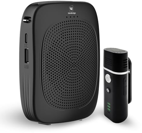 Bluetooth röstförstärkare med trådlös Lavalier Lapel mikrofon för lärare, bärbar högtalare clip-on mikrofon, mini megafon PA-system för klassrum/yoga/offentliga evenemang C006