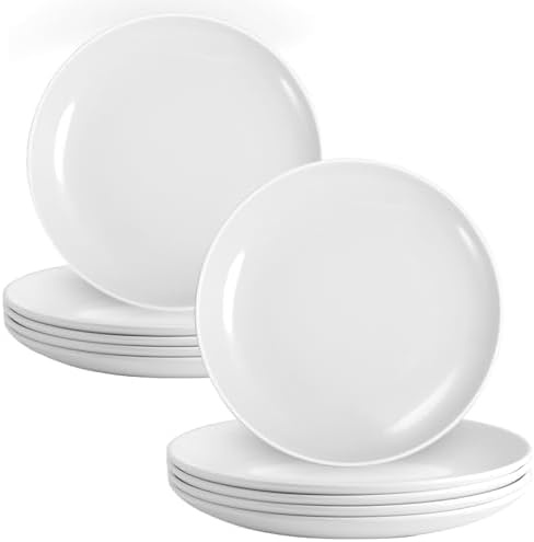EXTRAPINS 6 Stück Weiß Teller 22 cm Mehrweg Kunststoff | Mehrwegige Flache Speiseteller Runde Salatteller, Wiederverwendbare Unzerbrechliche, für Garten Picknick