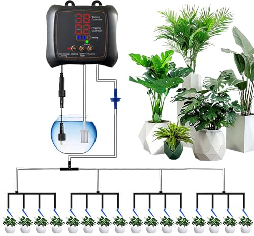 Bewässerungssystem Balkon Garten Pflanzen Bewässerung Set Kann 16 Pflanzen Gießen, Automatisches Tropfbewässerung Für Zimmerpflanzen Mit Timing, Urlaubsbewässerung Topfpflanzen Für Gewächshaus