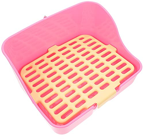 LIOOBO Toilette per Conigli Vasino per Cassetti Animali Domestici in Plastica Rete Rimovibile, Dimensioni Compatte per Conigli, Cincillà e Porcellini D’India, per Gabbie Piccole e Facile Pulizia