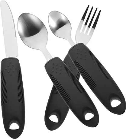 ARTSEWPLY Vajilla Antivibración Para Personas Mayores Utensilios Adaptables De Acero Inoxidable Ayudas Vida Utensilios Portátiles Para Adultos Discapacidad Uso Casa o Restaurante